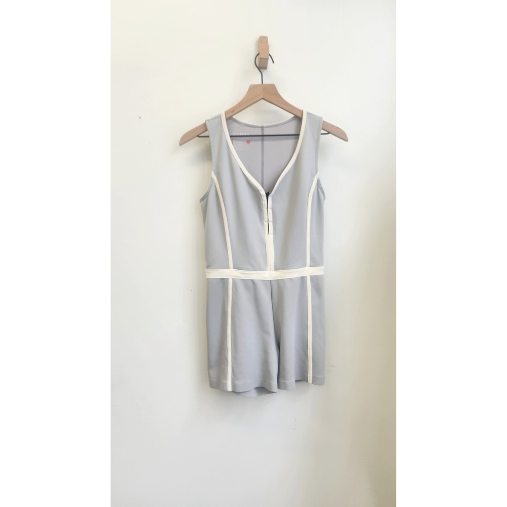 Ernest Leoty Romper Women Medium Gray Contrast Trim Sleeveless Activewear Luxury